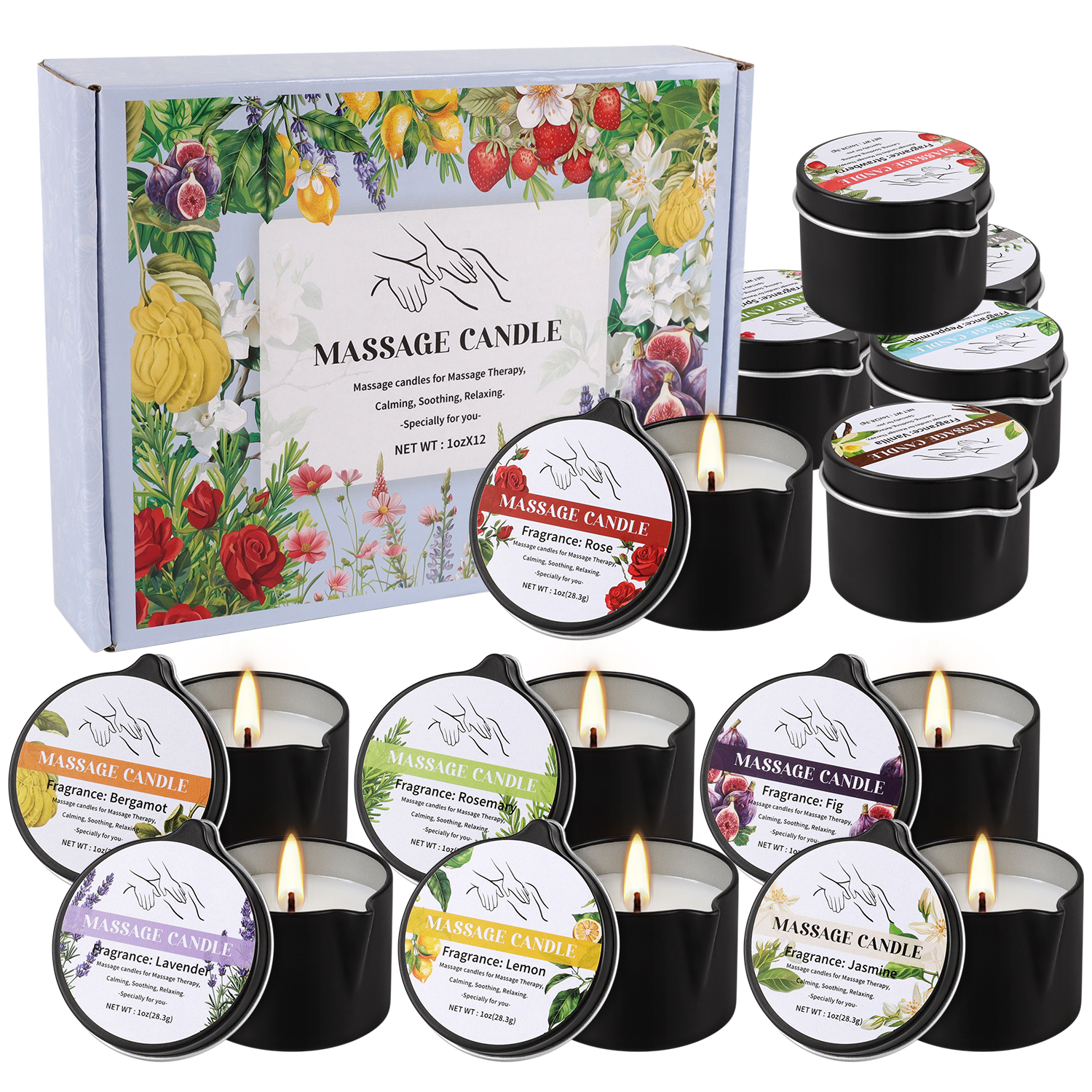 Massage Candle Melting - 12 pieces of natural-scented oil massage