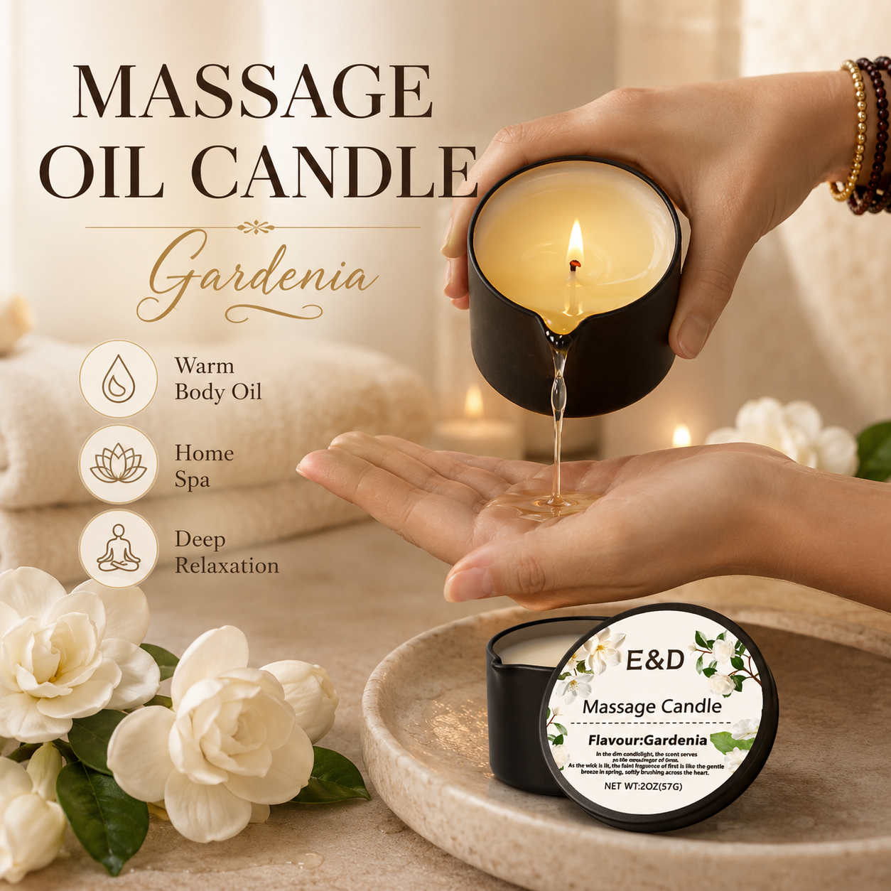 Gardenia Massage Oil Candle 2o - Massage Candle Melting บทวิจารณ์และราคา