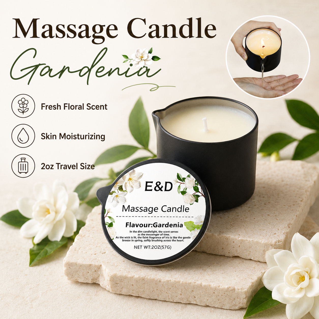 Gardenia Massage Oil Candle 2o - Massage Candle Melting บทวิจารณ์และราคา