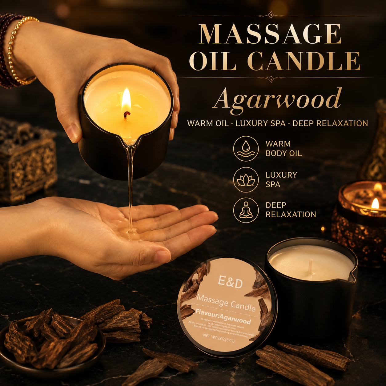 Agarwood Massage Oil Candle 2o - Massage Candle Melting บทวิจารณ์และราคา