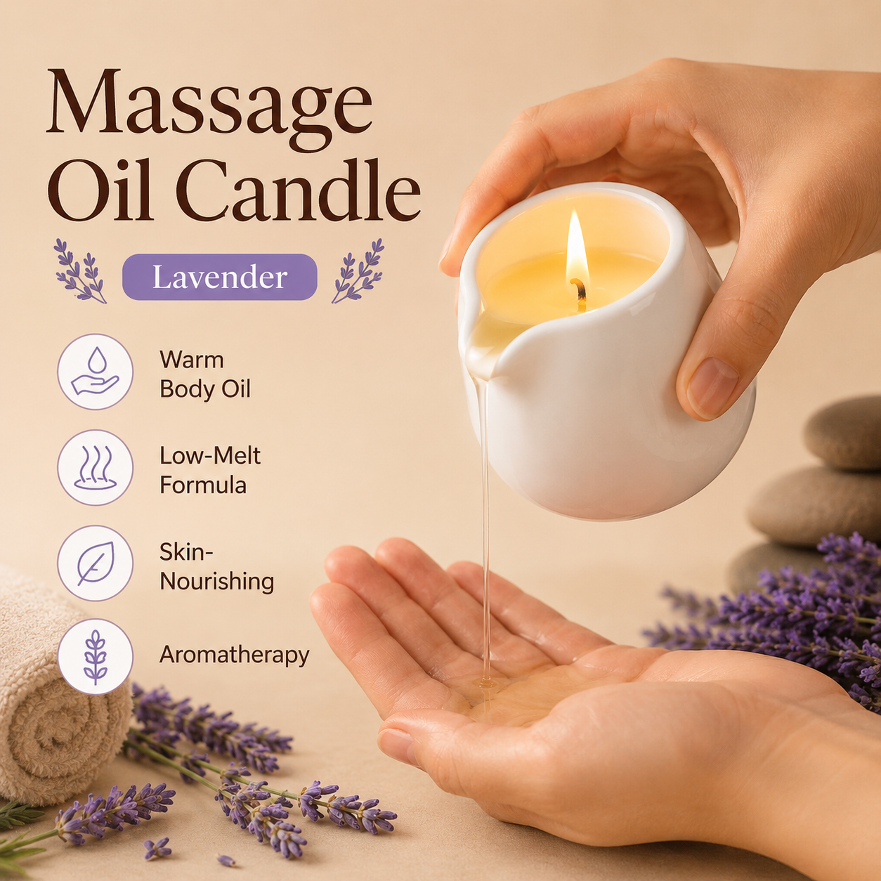 Ceramic Massage Oil Candle Lav - Massage Candle Melting บทวิจารณ์และราคา