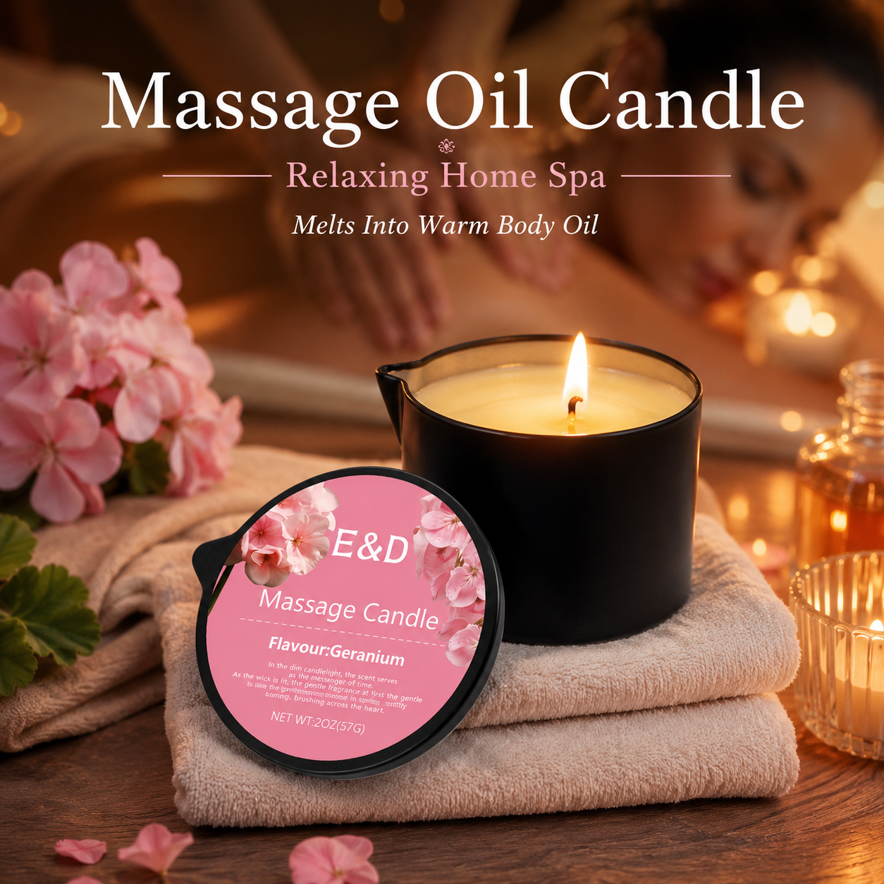 Geranium Massage Oil Candle 2o - Massage Candle Melting บทวิจารณ์และราคา