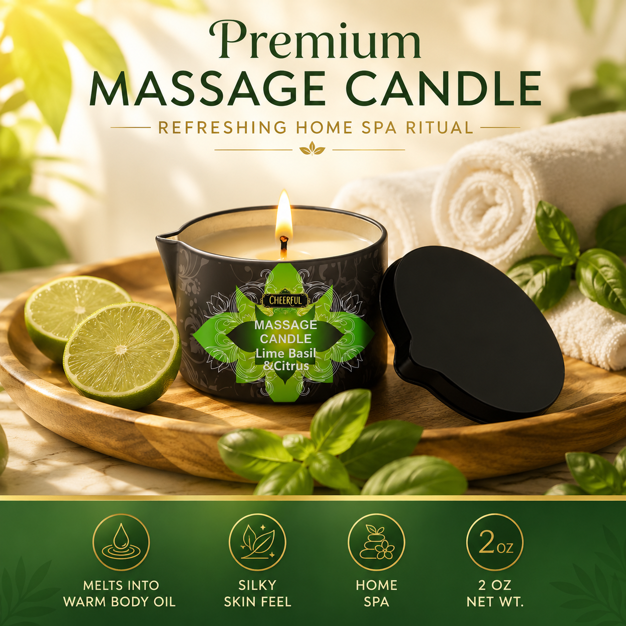 Lime Basil Citrus Massage Oil  - Massage Candle Melting บทวิจารณ์และราคา